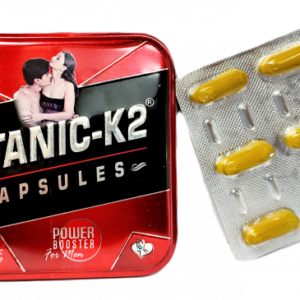 Titanic k2 capsules is useful in problems like Nightfall, low sperm count, azoospermia, and oligospermia.is a power booster capsule for men.
