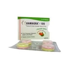 KAMAGRA 100MG CHEWABLE TABLETS STRAWBERRY WITH LEMON FLAVOUR SILDENAFIL CITRATE CHEWABLE TABLETS - AJANTA PHARMA www.omsdelhi.com