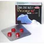 A blister pack of Vigore 50 tablets(sildenafil 50mg), a treatment for erectile dysfunction