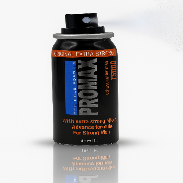 Long Time Delay Spray for Men premium bottle packaging displayed for men's intimate wellness and performance support product listing.