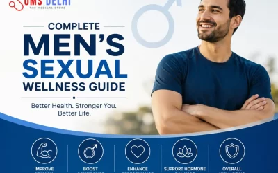 Complete Men's Sexual Wellness Guide banner by OMS Delhi featuring a healthy man and men's intimate wellness awareness.