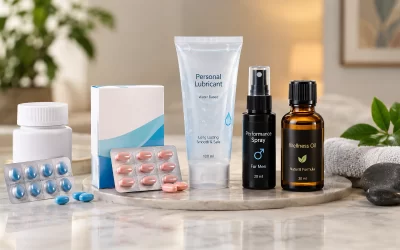 Sexual wellness products including tablets, sprays, oils and lubricants