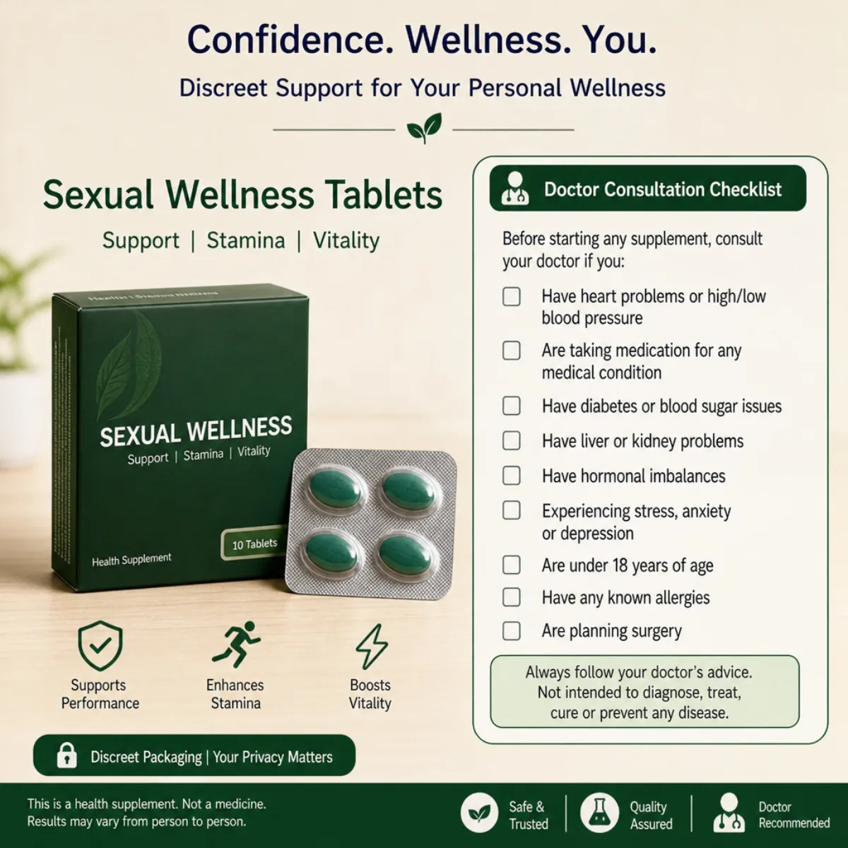 Order Vizagra Gold - Discreet sexual wellness tablets with doctor consultation checklist